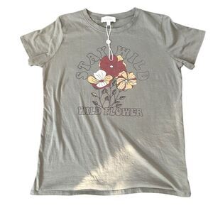 Bohme Green Wild Flower Stay Wild graphic Boho T-shirt m